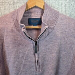 Fairlane 100% Merino Wool Sweater Womens XL Pullover 1/4 Zip Lavender Cozy